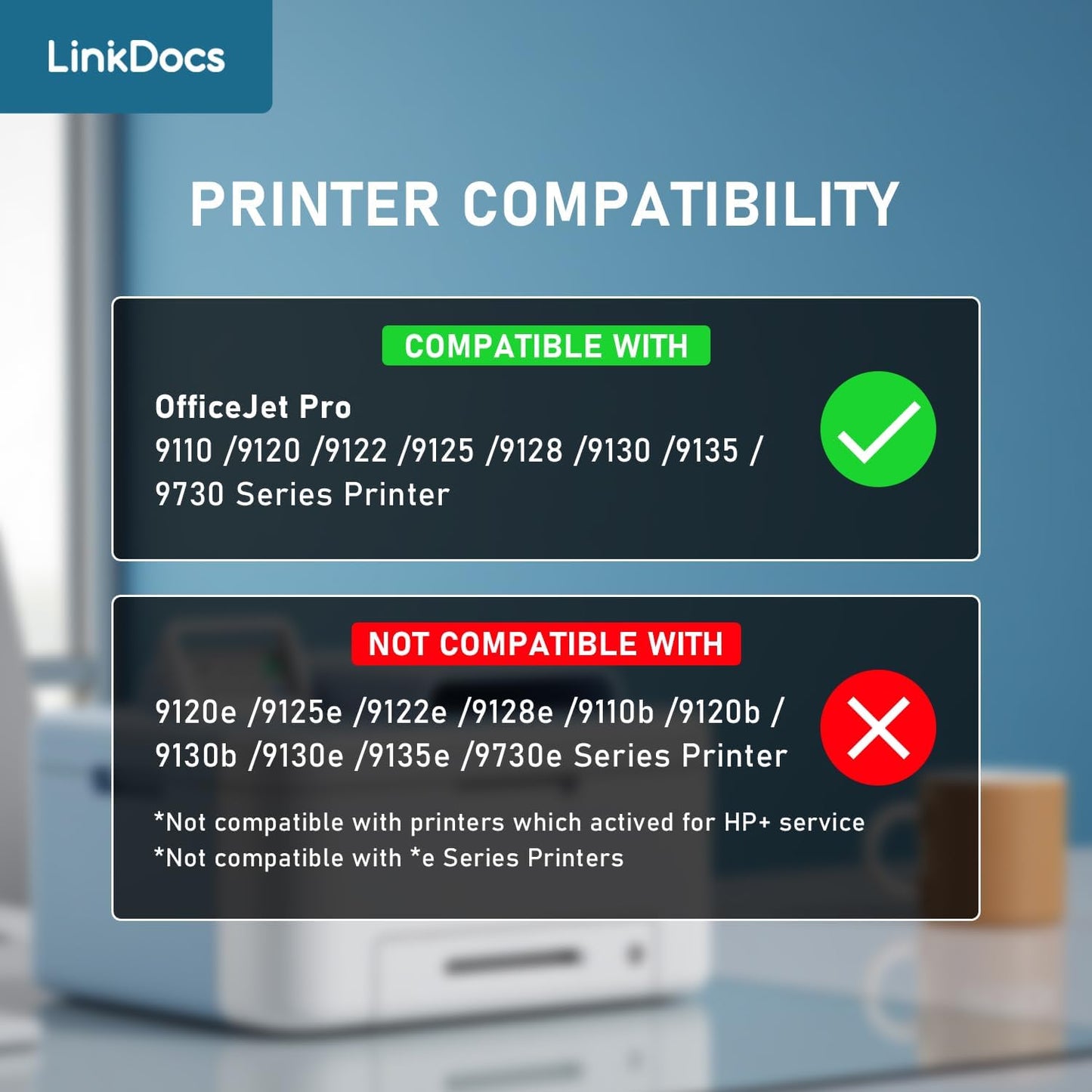 LinkDocs 936e Ink Cartridge Combo Pack (4-Pack) - High-Yield Replacement for HP 936e/936/936XL (Black, Cyan, Magenta, Yellow)