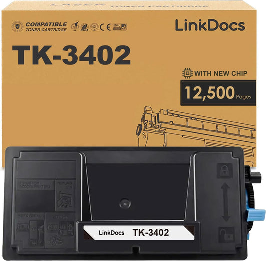 LinkDocs TK-3402 Toner Cartridge Replacement for Kyocera ECOSYS PA4500x, MA4500ix, MA4500ikx. Includes 1 cartridge with 12,500 pages. High-quality printing for professional documents.