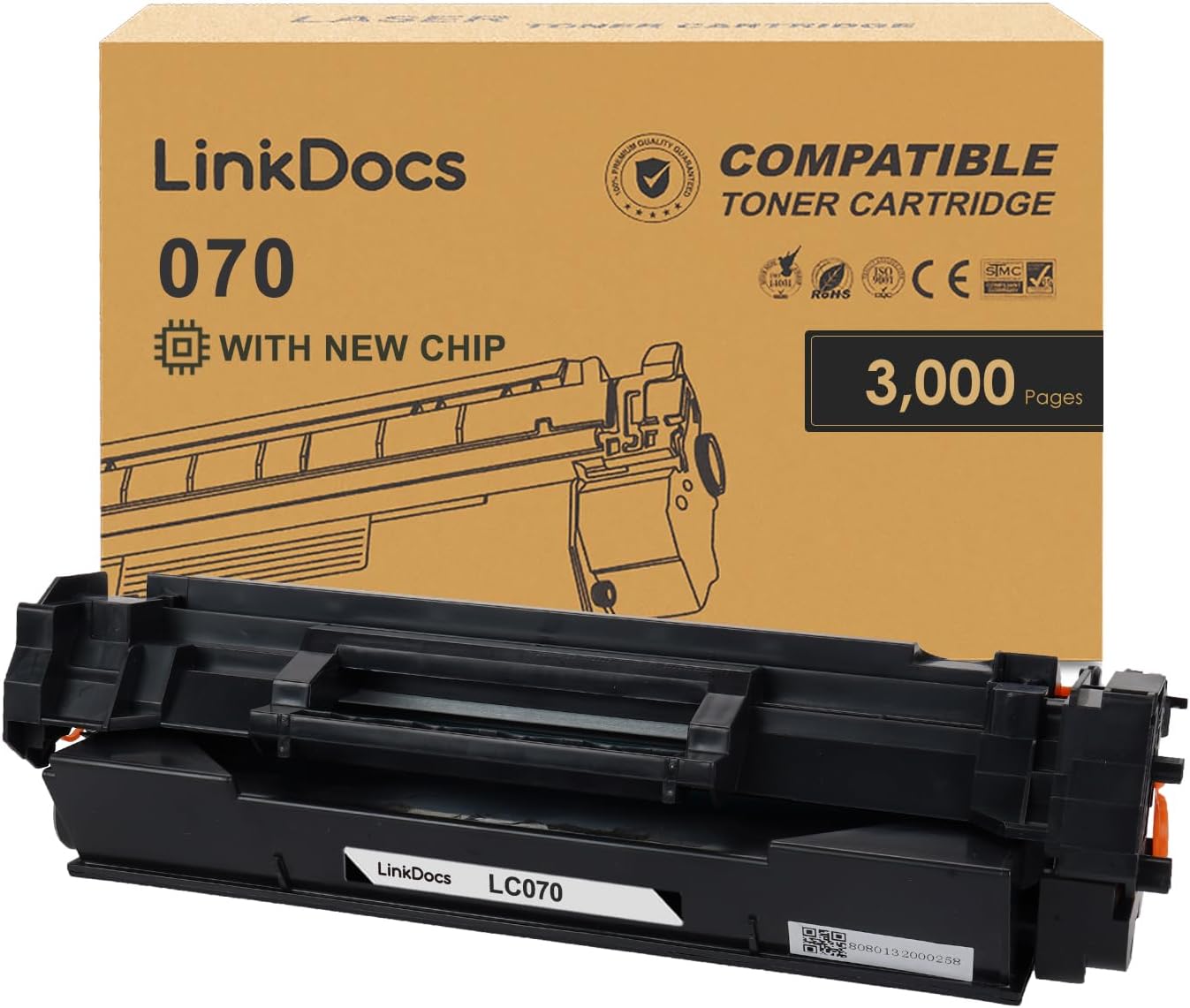 LinkDocs 070 Black Toner Cartridge for Canon ImageClass MF465dw, MF462dw, LBP247dw, LBP246dw - High-Quality Printing, 3,000 Pages