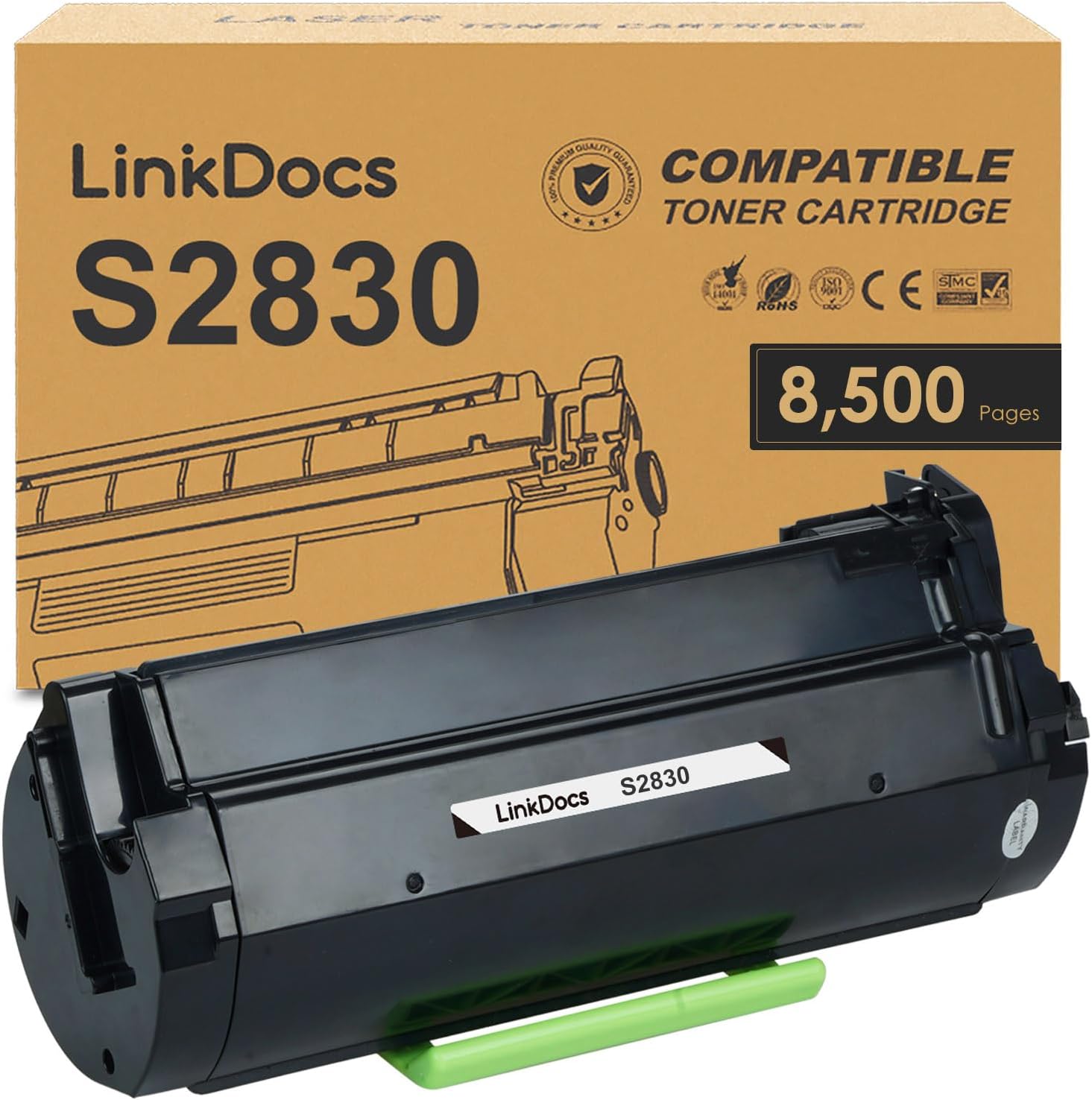 LinkDocs S2830 GGCTW 593-BBYP High Yield Toner Cartridge Replacement for Dell S2830dn Laser Printer, Black, High-Quality Printing.