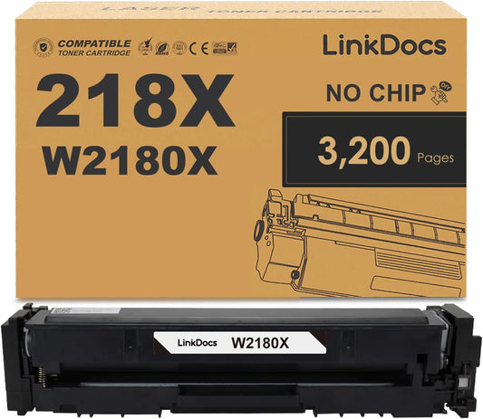 LinkDocs 218X Black Toner Cartridge Replacement for HP Color LaserJet Pro 3201DW, MFP 3301FDW, 3301SDW, 3301CDW. Includes 1 cartridge with 3,200 pages yield and a chip transfer tool. High-quality printing.