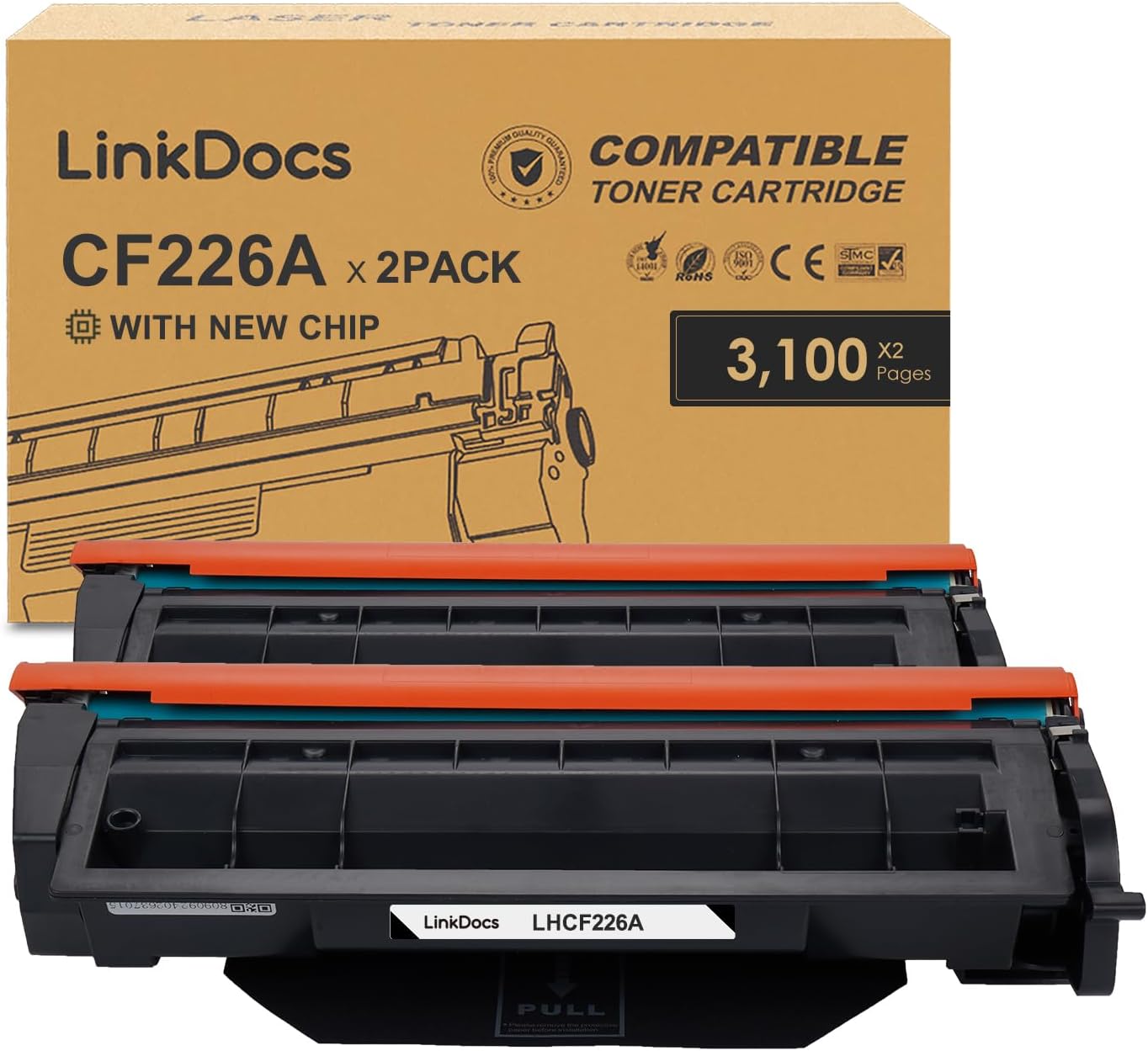 LinkDocs 26A Toner Cartridge Replacement 2-Pack for HP LaserJet Pro Printers, High Yield and Premium Quality