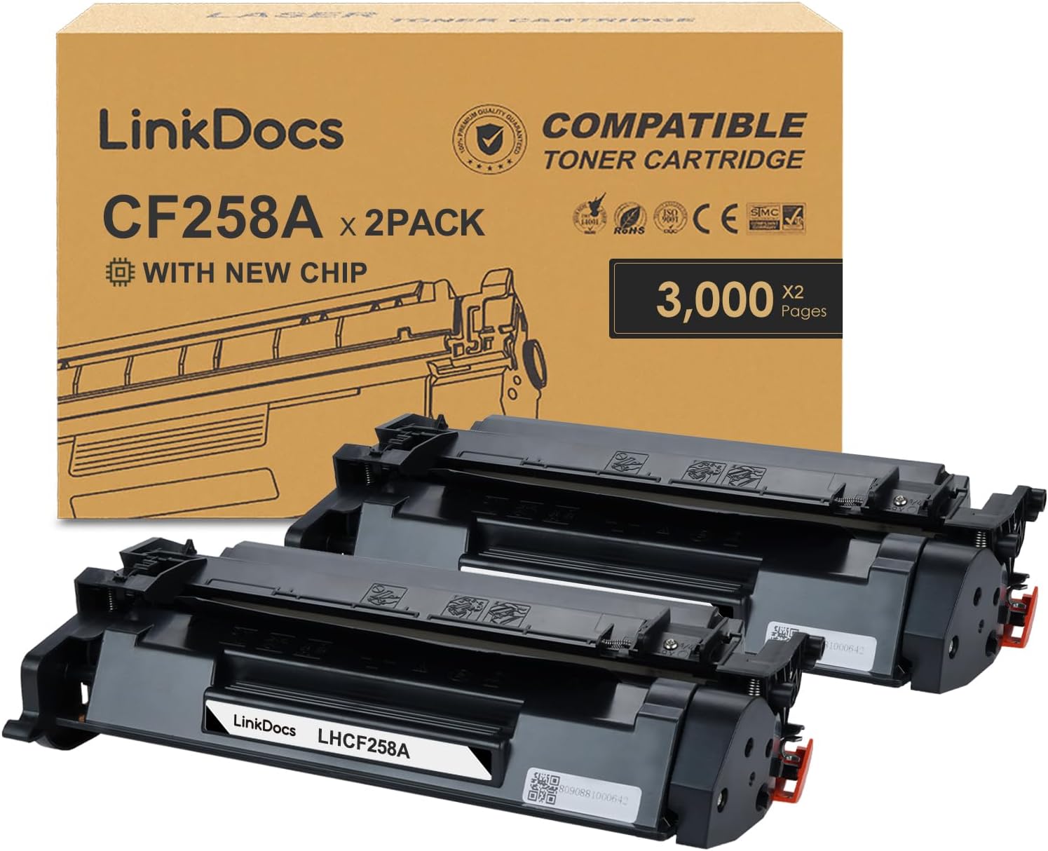 LinkDocs 58A Toner Cartridge 2-Pack for HP LaserJet Pro M404, M428 Series, High-Quality Black Printing