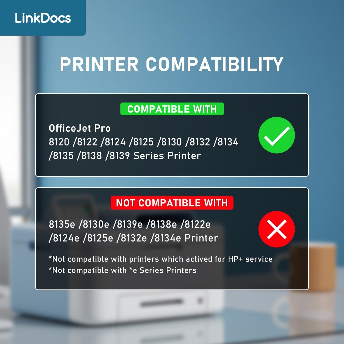 LinkDocs 923e 4-Pack Ink Cartridges - High-Yield Replacement for HP OfficeJet Pro 8120/8123/8130/8133 (Black, Cyan, Magenta, Yellow)
