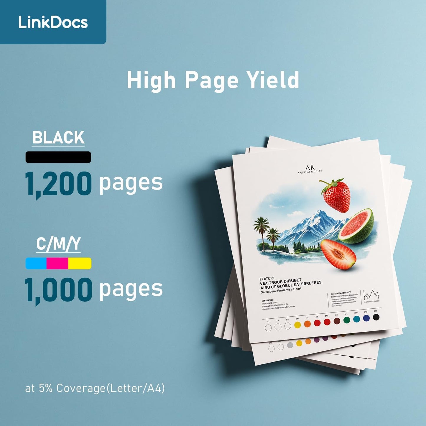 LinkDocs 923e 4-Pack Ink Cartridges - High-Yield Replacement for HP OfficeJet Pro 8120/8123/8130/8133 (Black, Cyan, Magenta, Yellow)