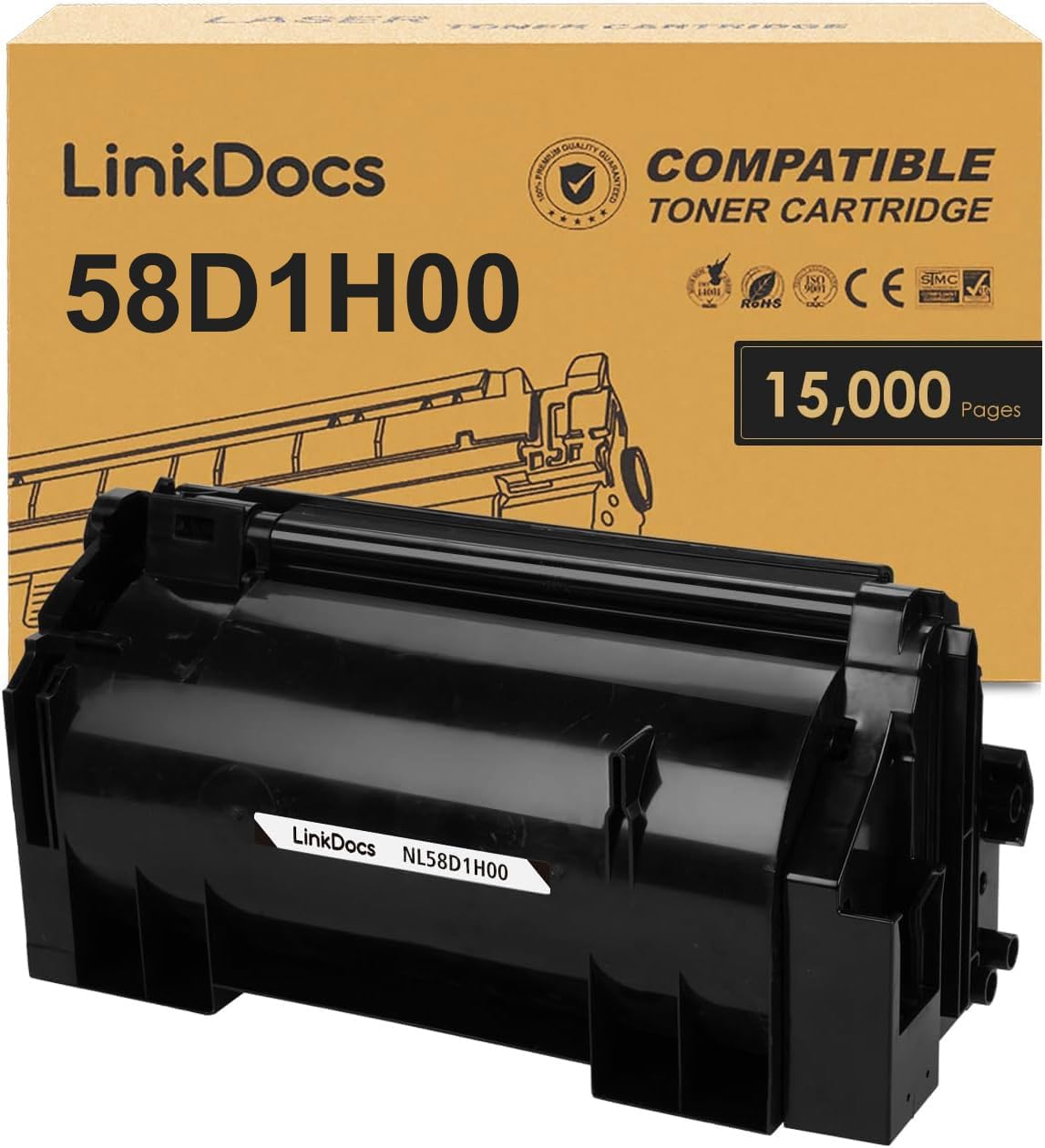 LinkDocs 58D1H00 High Yield Toner Cartridge, compatible with Lexmark MS and MX series laser printers, designed for high-quality, efficient printing.